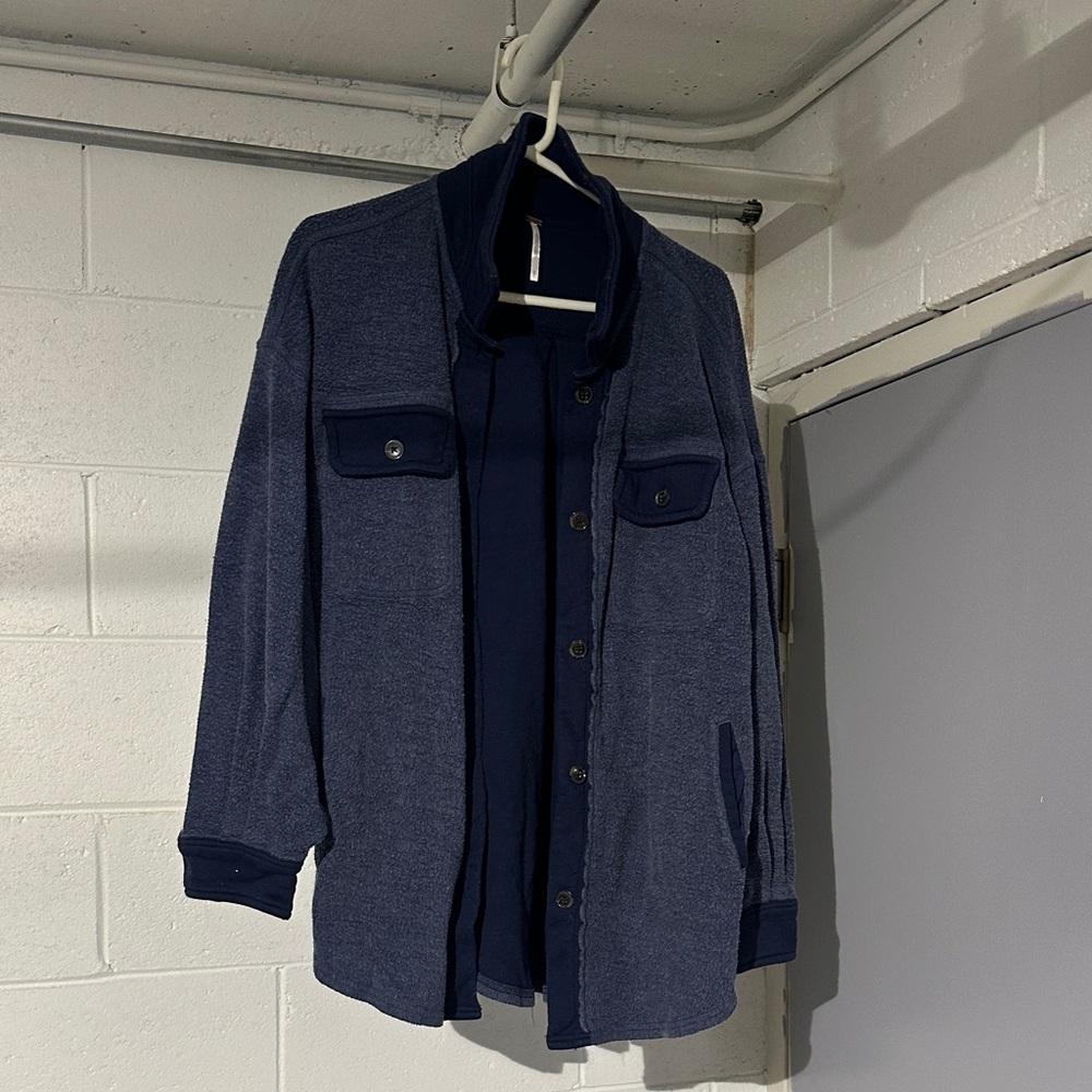 Free People Blue Shirt Jacket